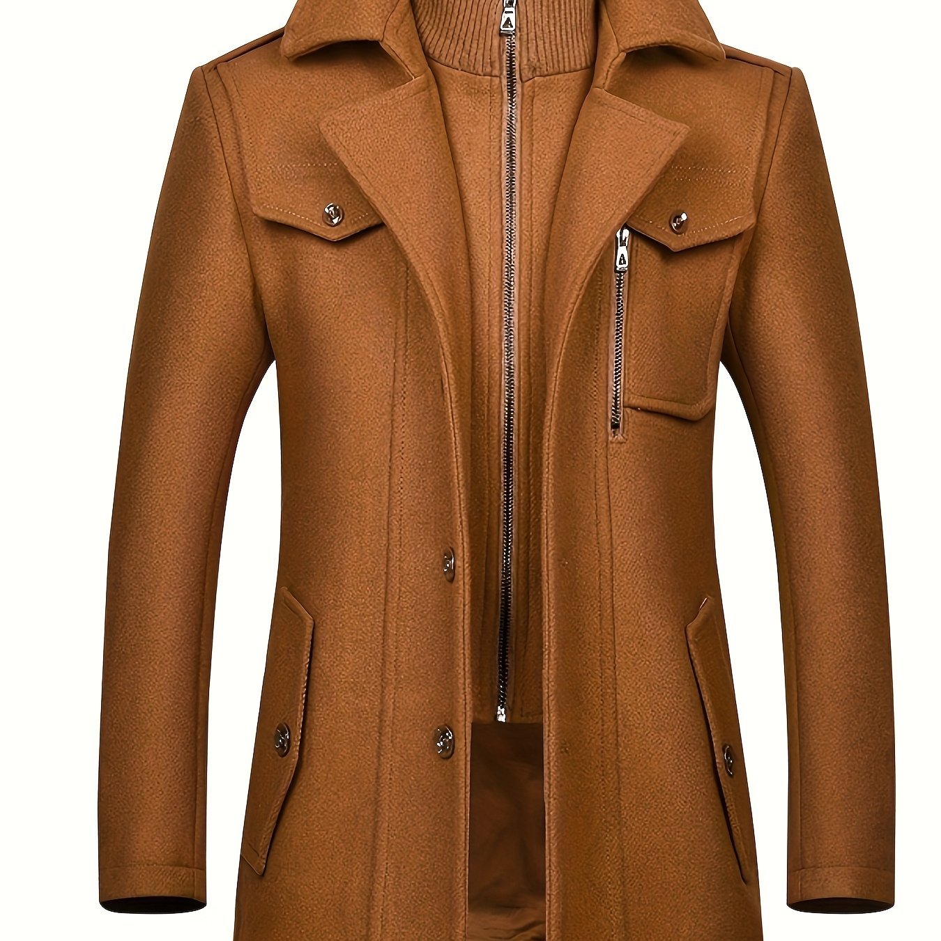 Men’s Thickened Formal Tweed Coat – Detachable Collar Design - 4USelects