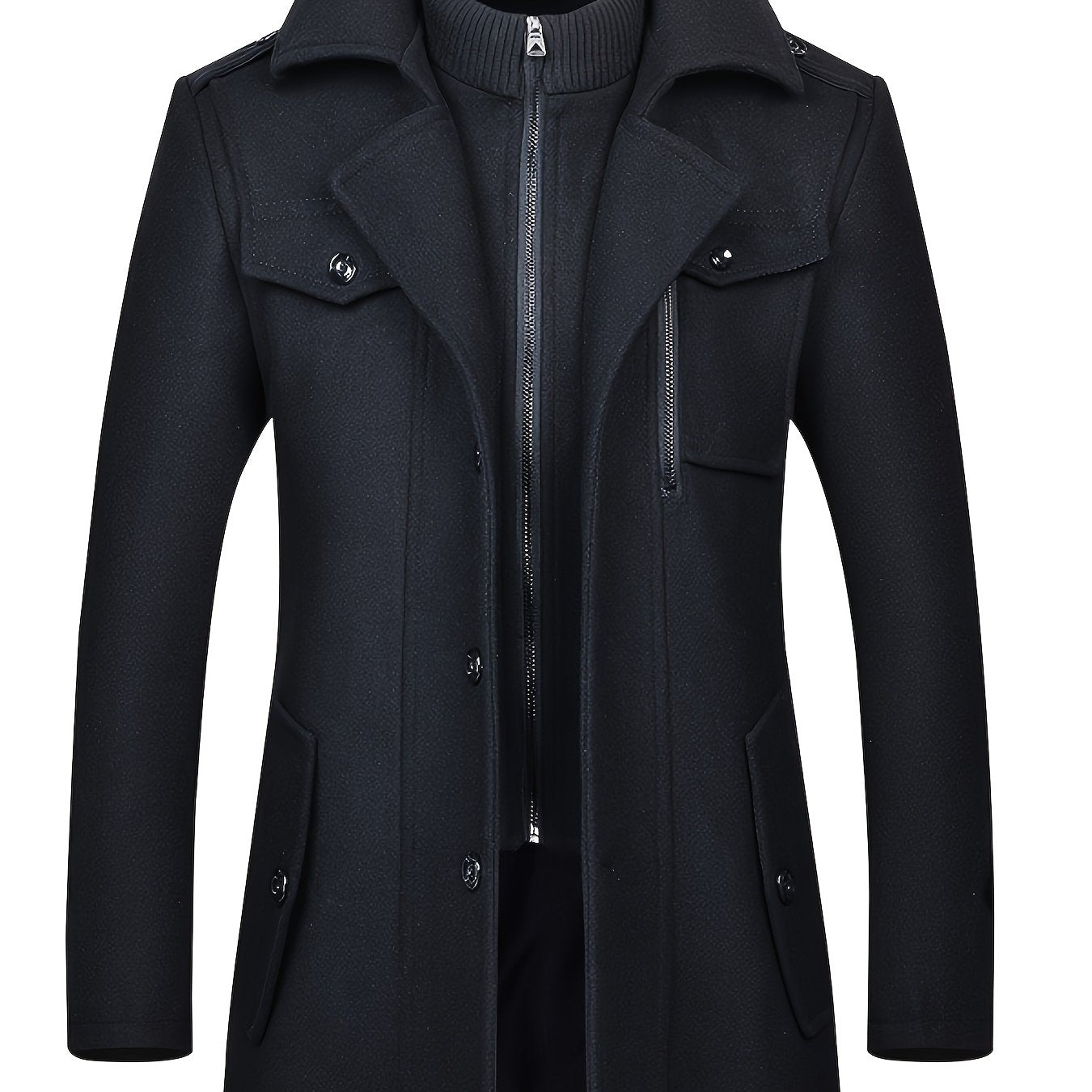 Men’s Thickened Formal Tweed Coat – Detachable Collar Design - 4USelects