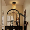 Mini Boho Rattan Flush Mount Ceiling Light - Wicker - 4USelects