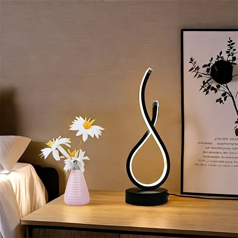 Minimalist Line LED Table Lamp - 3 - Color USB Decor - 4USelects