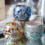 Moroccan Mosaic Glass Candle Holder Set of 3 - Glam - 4USelects
