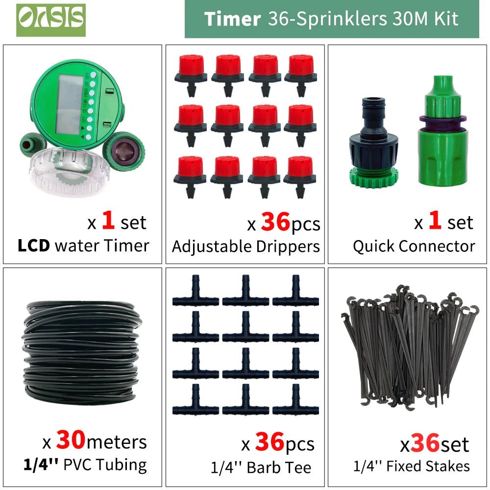 OASIS Adjustable Drip Irrigation System - Effortless Garden Care - 4USelects