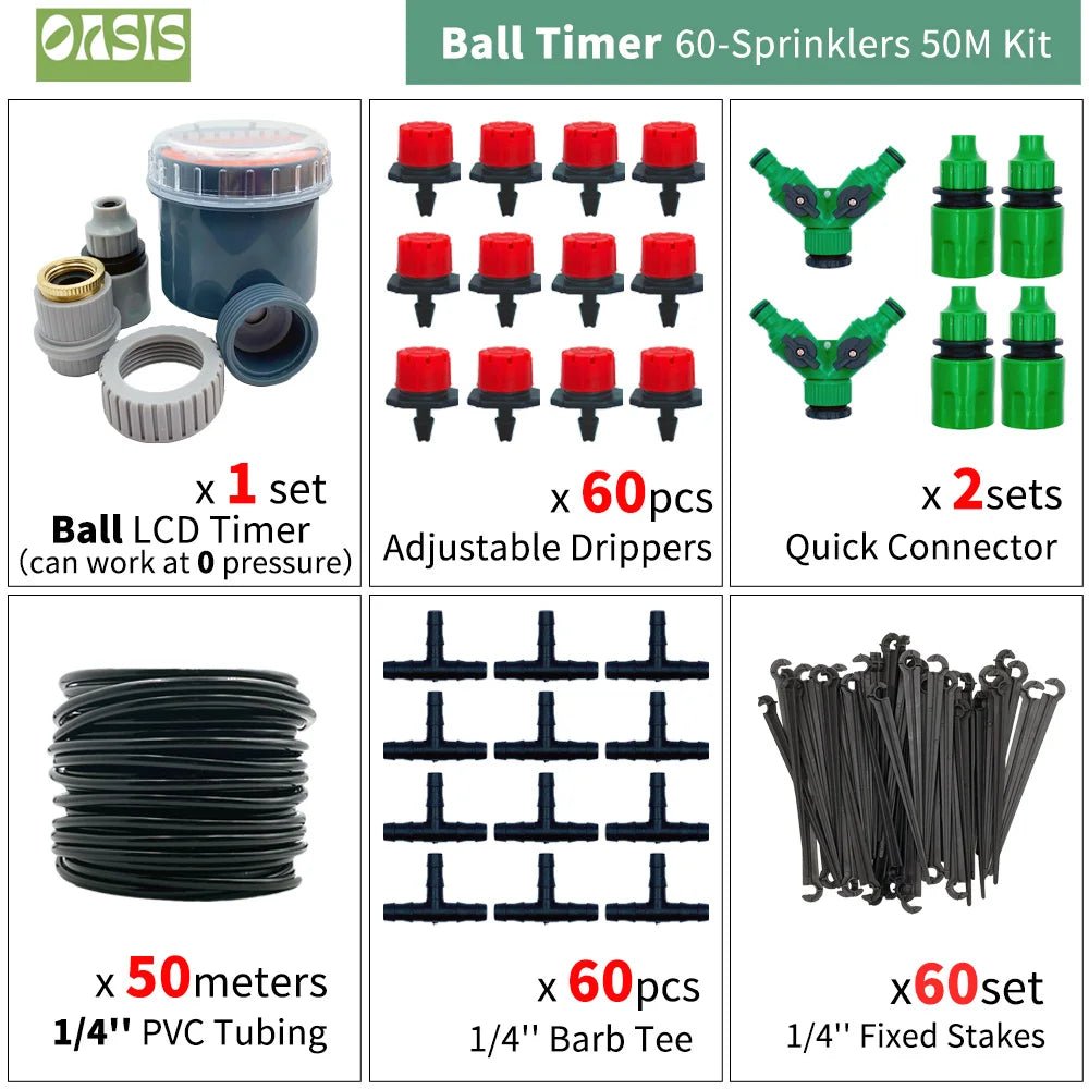 OASIS Adjustable Drip Irrigation System - Effortless Garden Care - 4USelects