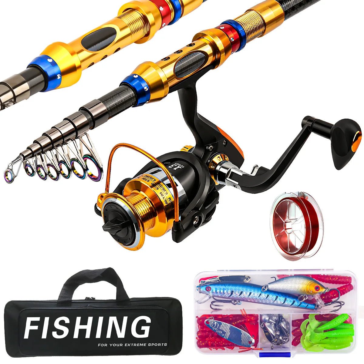 Premium Carbon Fiber Telescopic Fishing Rod Kit - 4USelects