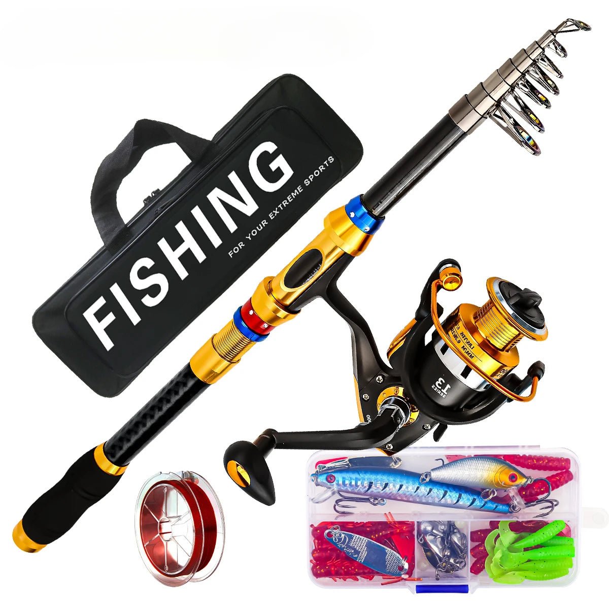 Premium Carbon Fiber Telescopic Fishing Rod Kit - 4USelects