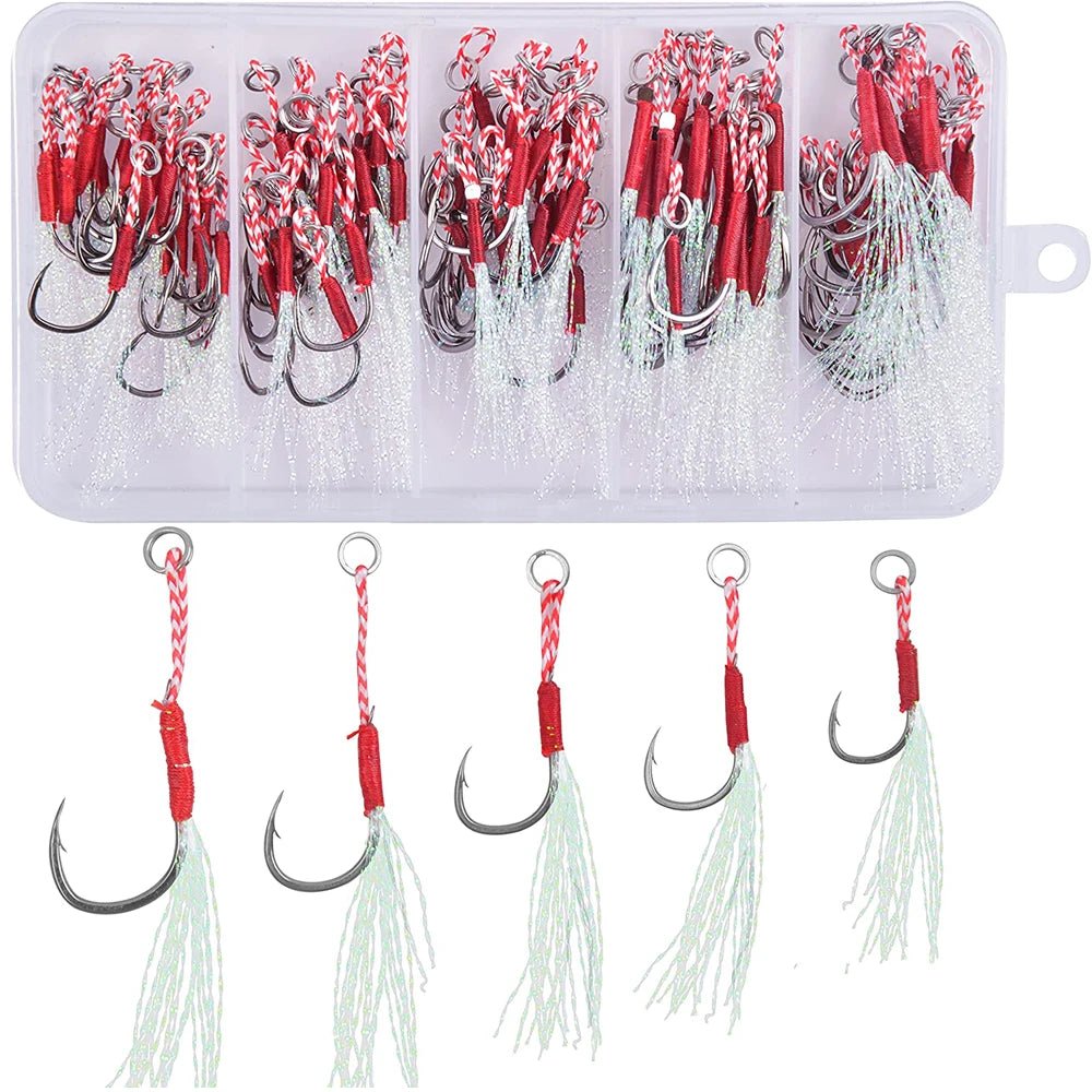 Premium Slow Jigging Assist Hooks - 100Pcs Box - 4USelects