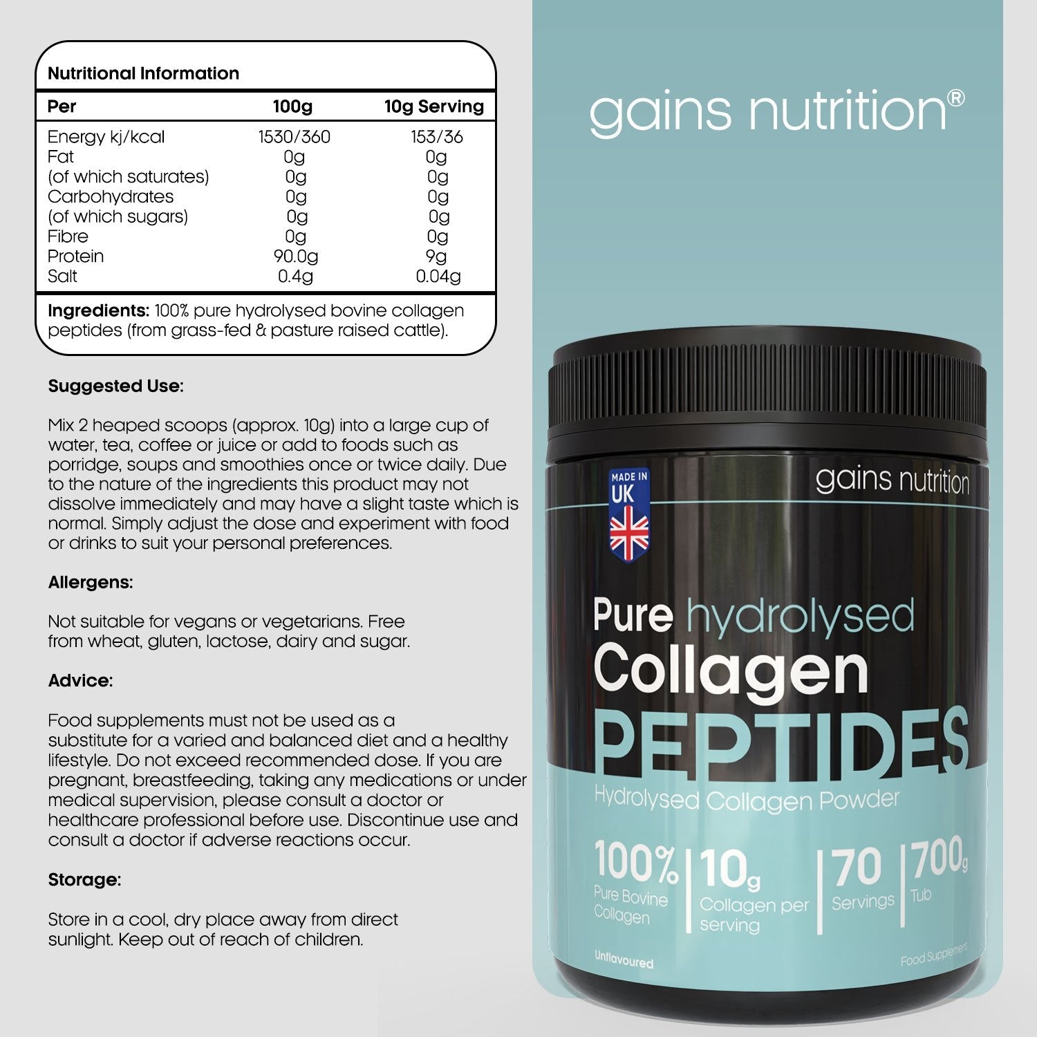 Pure Collagen Supplement – 97% Protein, 18 Amino Acids - 4USelects