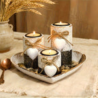 Rustic Candle Holder Set - Farmhouse Wood & Macrame - 4USelects