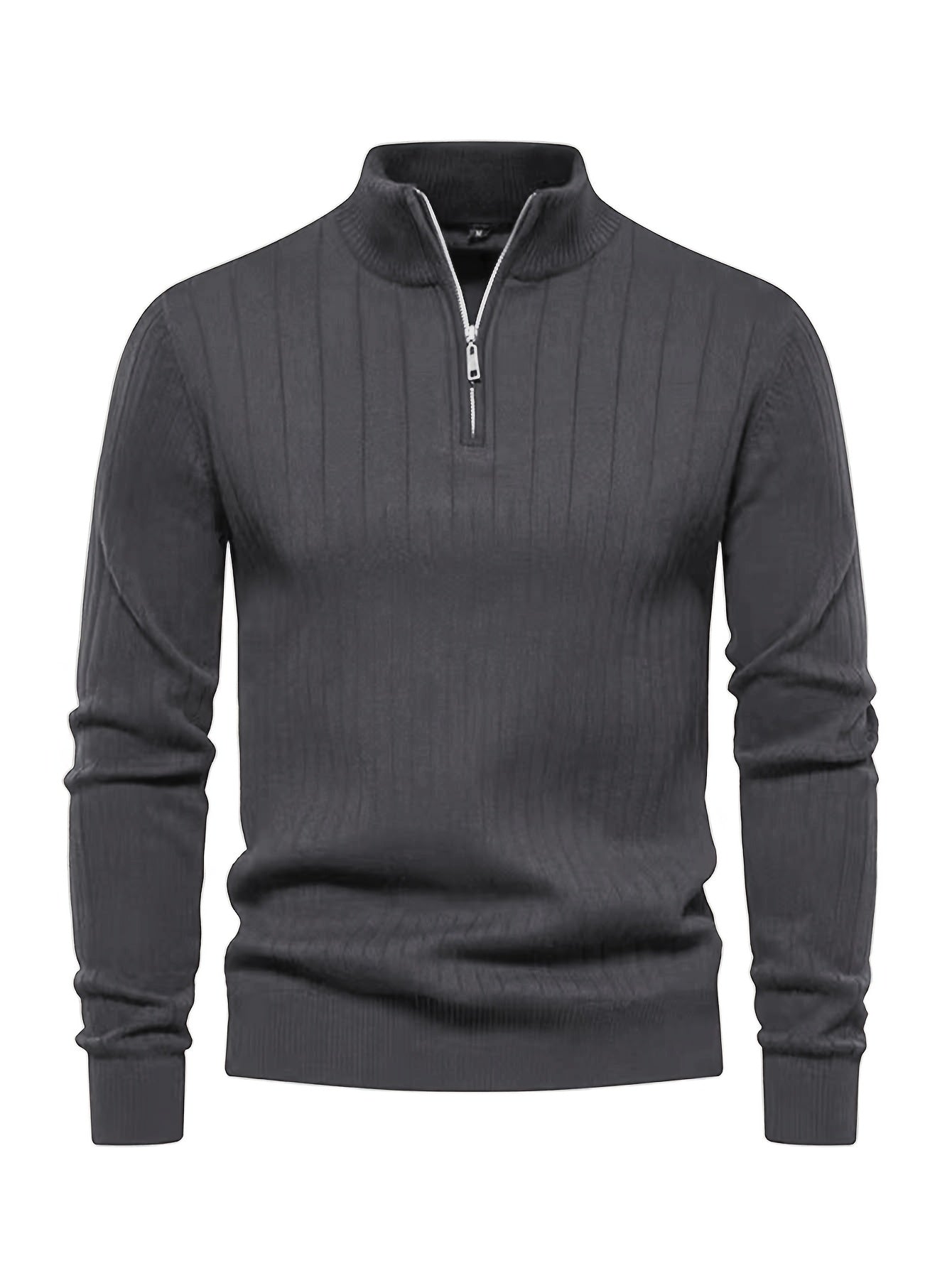 Sleek Men’s Solid Colour Zip Sweater – Regular Fit - 4USelects