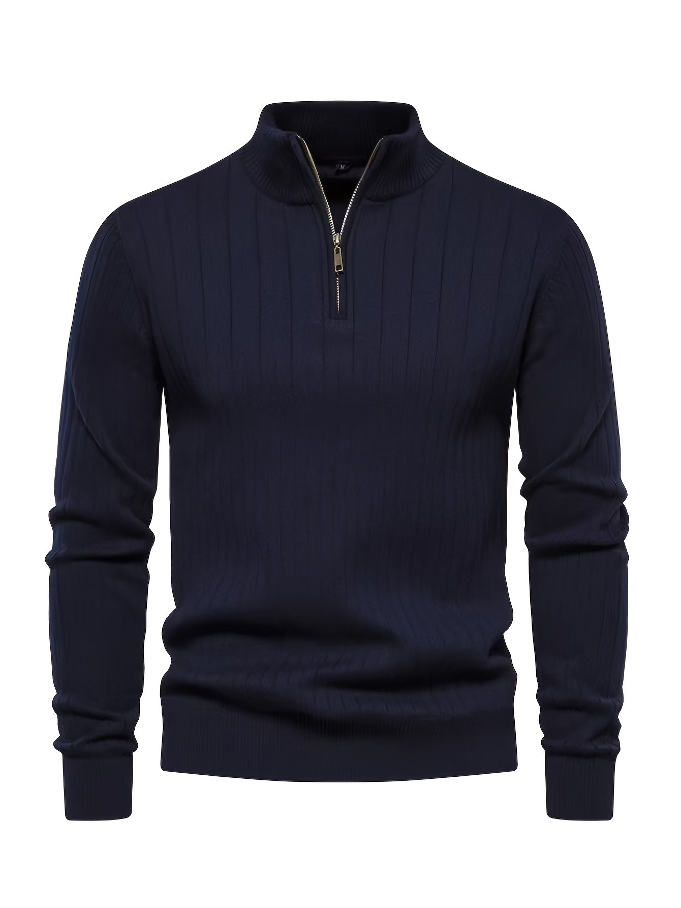 Sleek Men’s Solid Colour Zip Sweater – Regular Fit - 4USelects