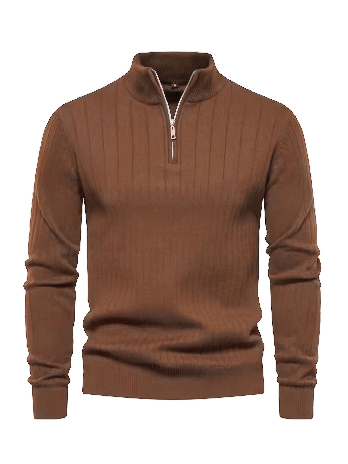 Sleek Men’s Solid Colour Zip Sweater – Regular Fit - 4USelects