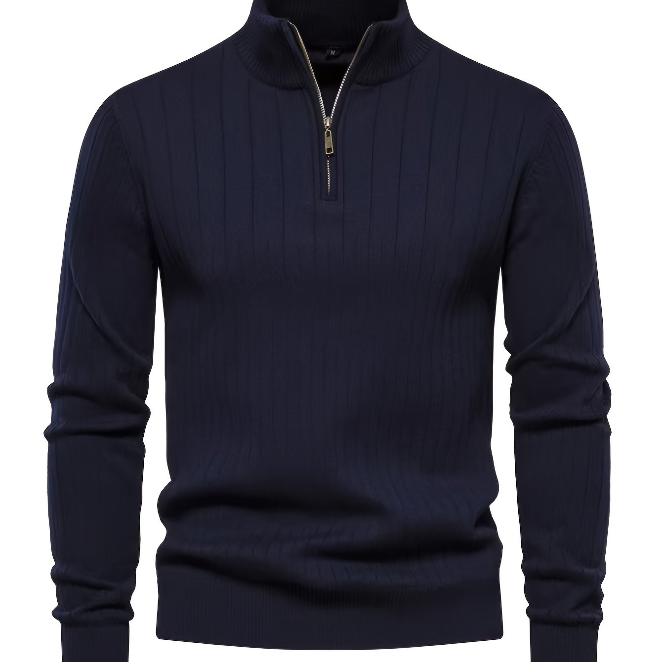 Sleek Men’s Solid Colour Zip Sweater – Regular Fit - 4USelects