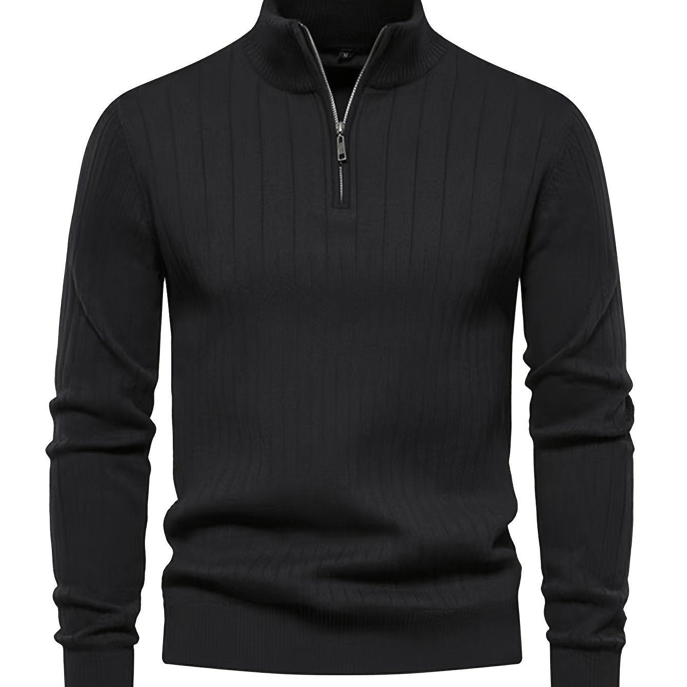 Sleek Men’s Solid Colour Zip Sweater – Regular Fit - 4USelects
