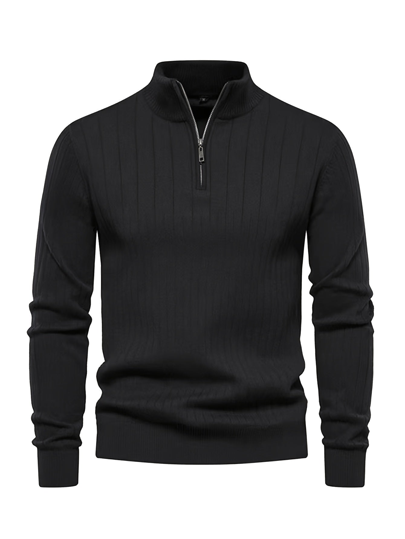 Sleek Men’s Solid Colour Zip Sweater – Regular Fit - 4USelects