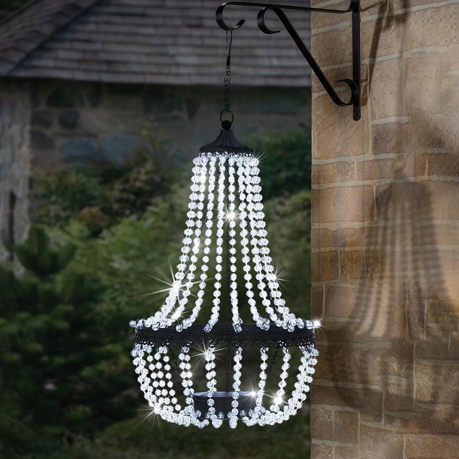 Solar Crystal Chandelier Lantern - 30 LED Outdoor - 4USelects
