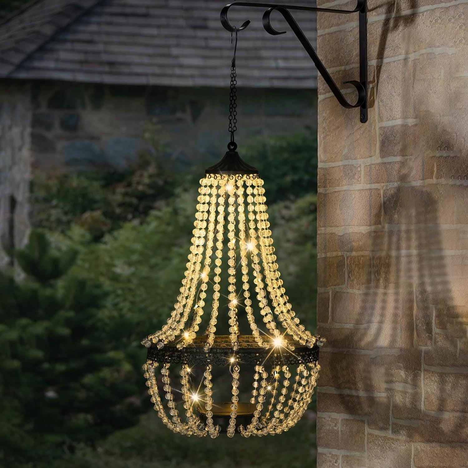 Solar Crystal Chandelier Lantern - 30 LED Outdoor - 4USelects