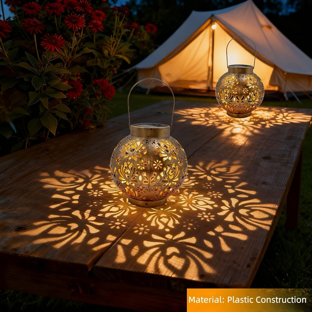 Solar LED Garden Lantern – Shadow Casting Metal Light - 4USelects