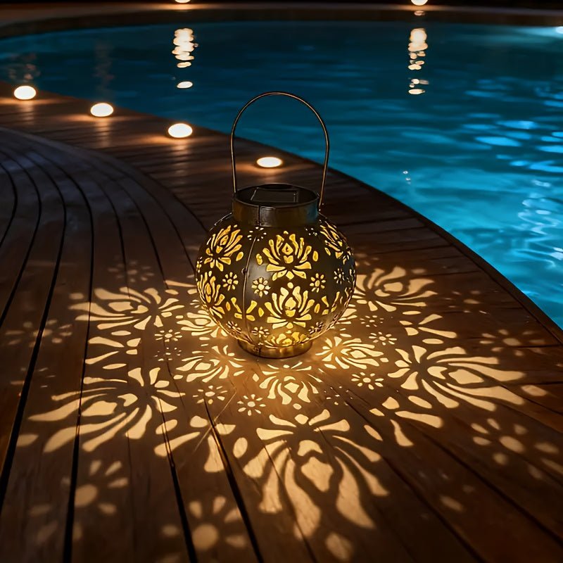 Solar LED Garden Lantern – Shadow Casting Metal Light - 4USelects