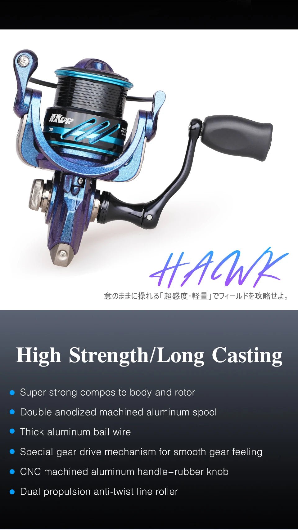 TSURINOYA HAWK Shallow Spool Spinning Reel 7kg Drag - 4USelects