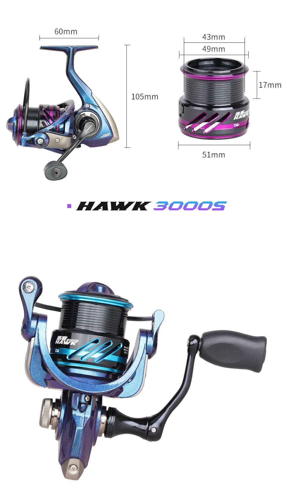 TSURINOYA HAWK Shallow Spool Spinning Reel 7kg Drag - 4USelects