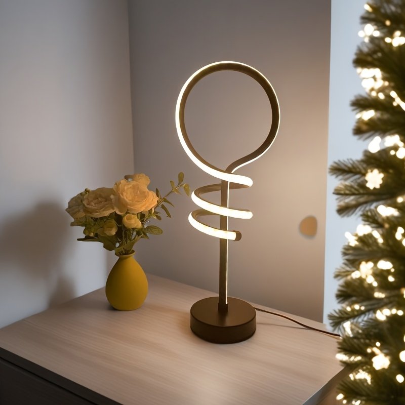 Lámpara de Mesa LED Minimalista USB Tricolor vista frontal con la luz cálida encendida