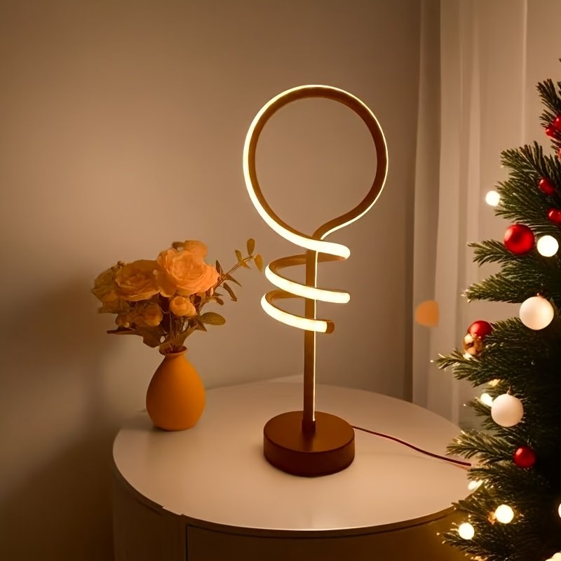Lámpara de Mesa LED Minimalista USB Tricolor detalle del acabado y la estructura de metal
