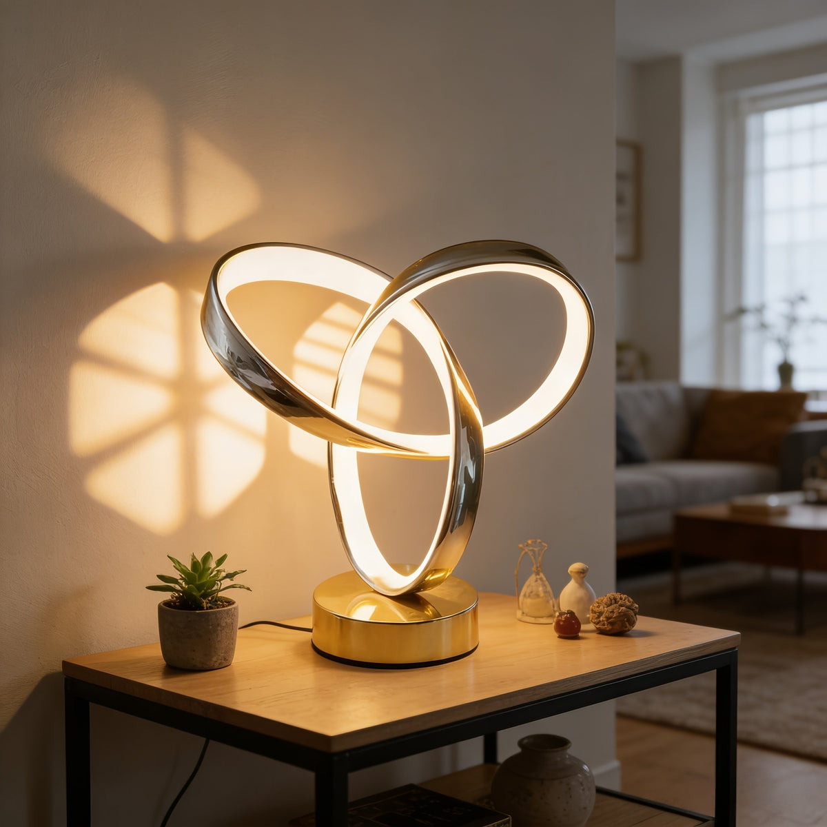 Lámpara de Escritorio LED Aluminio Cuidado Ocular en una sala moderna como luz de ambiente