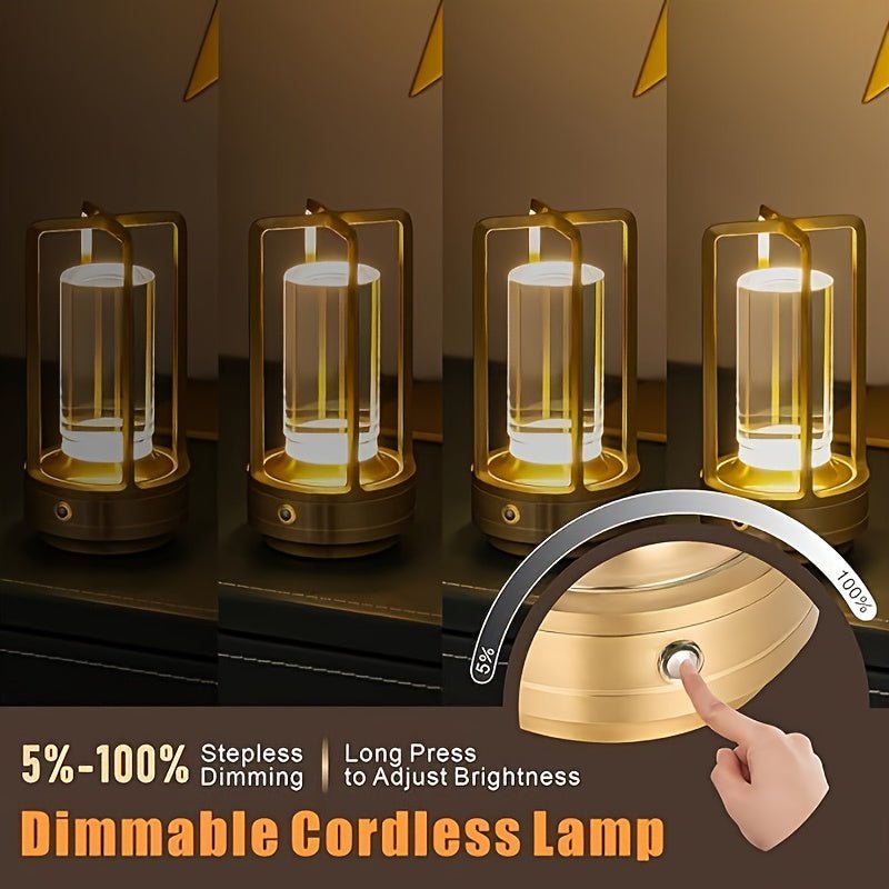 Vintage Cordless LED Table Lamp - 3 - Color Dimmable - 4USelects