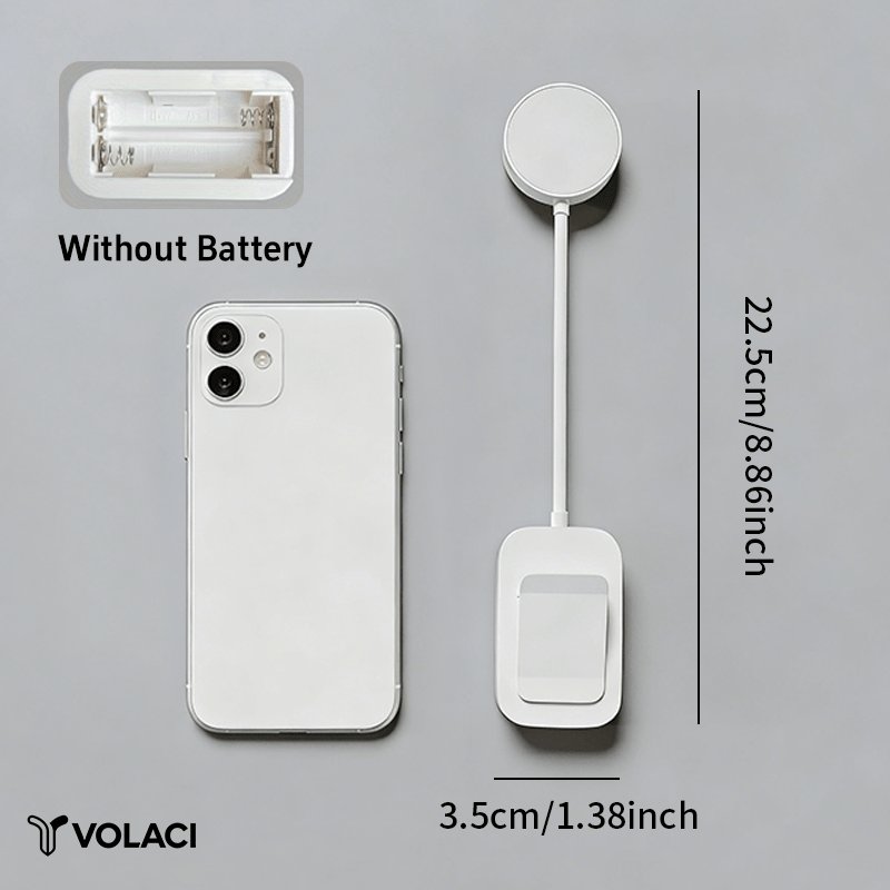 Lámpara de Lectura LED con Clip Portátil VOLACI vista frontal con la luz cálida encendida