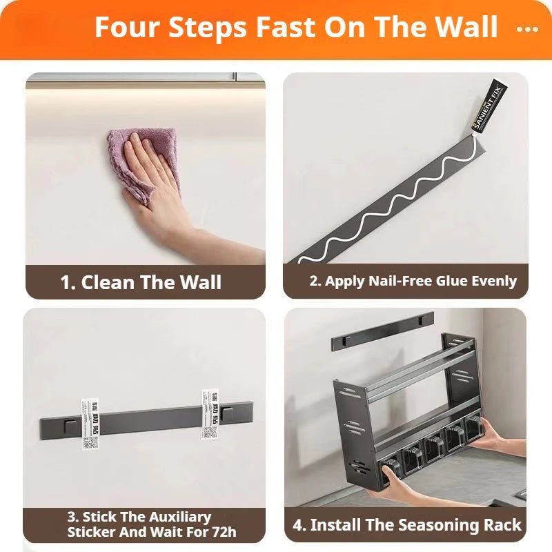 Wall - Mounted Spice Rack - Multifunctional Kitchen Organizer - 4USelects